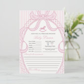 Pink Coquette Bow Rocking Horse Baby Advice Card Einladung (Stehend Vorderseite)