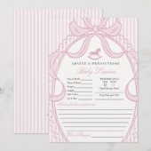 Pink Coquette Bow Rocking Horse Baby Advice Card Einladung (Vorne/Hinten)