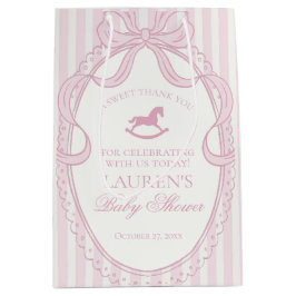 Pink Coquette Bow Rocking Horse Baby Shower Favors Mittlere Geschenktüte