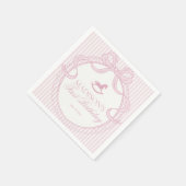 Pink Coquette Bow Rocking Horse Birthday Dessert Serviette (Ecke)