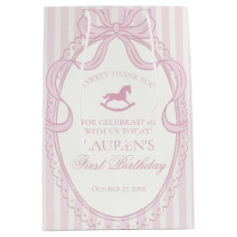 Pink Coquette Bow Rocking Horse Birthday Favors Mittlere Geschenktüte