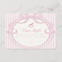 Pink Coquette Bow Rocking Horse Diaper Raffle Card Begleitkarte