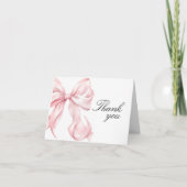 Pink Coquette Bow Shower Thank You Card Dankeskarte (Vorderseite)