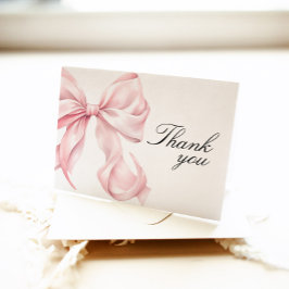 Pink Coquette Bow Shower Thank You Card Dankeskarte