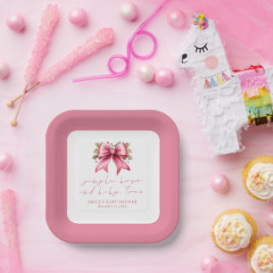 Pink Coquette Bow Tiny Toes Weihnachtsdusche Pappteller