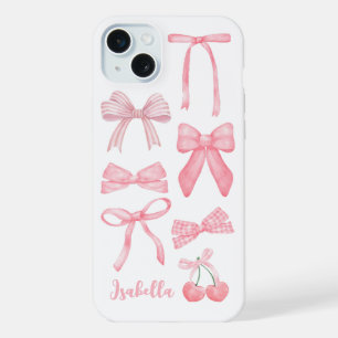 Pink Coquette Bow Trendy Feminine Girl Ästhetik iPhone 15 Plus Hülle