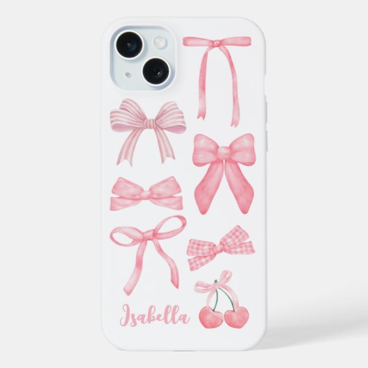 Pink Coquette Bow Trendy Feminine Girl Ästhetik iPhone Hülle (Rückseite)