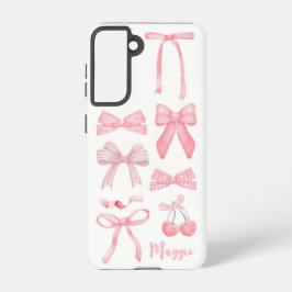 Pink Coquette Bow Trendy Feminine Girl Ästhetik Samsung Galaxy Hülle