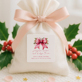 Pink Coquette Bow Vielen Dank Weihnachts Baby Dusc Quadratischer Aufkleber