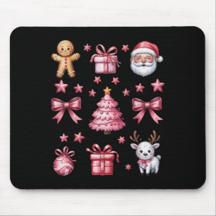 Pink Coquette Bow Weihnachtsbaum Gingerbread Reind Mousepad