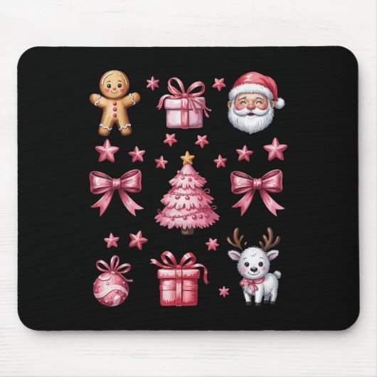 Pink Coquette Bow Weihnachtsbaum Gingerbread Reind Mousepad (Vorne)