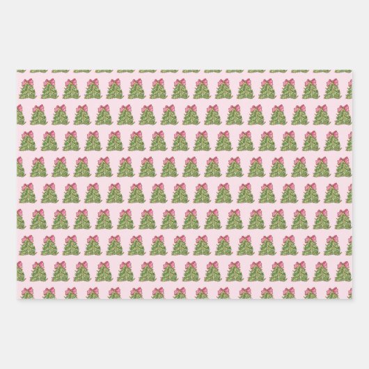 Pink Coquette Bow Weihnachtsbaum Wrapping Papier (Vorderseite)