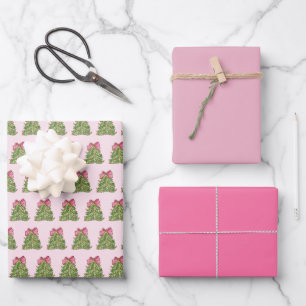 Pink Coquette Bow Weihnachtsbaum Wrapping Papier