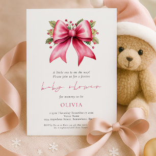 Pink Coquette Bow Weihnachtsdusche Einladung