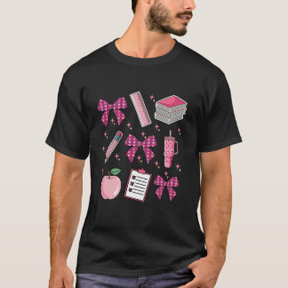 Pink Coquette Bow Zurück zur Schule Lehrerin L T-Shirt