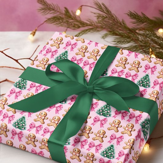 Pink Coquette Bows and Gingerbrew Geschenkpapier