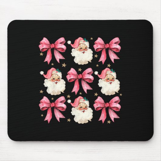 Pink Coquette Bows Niedlich Weihnachtsmann Mousepad (Vorne)