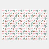 Pink Coquette Bows und Evergreen Pine Boughs Geschenkpapier Set (Vorderseite)