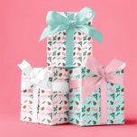 Pink Coquette Bows und Evergreen Pine Boughs Geschenkpapier Set<br><div class="desc">Niedliche,  kleine rosa Kokette mit immergrünen Tannenbäumen,  die auf einem Trio aus Hintergrundfarben gemustert sind - weiß,  blassrosa und blassblau grün.</div>