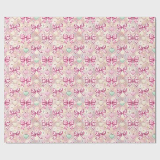 Pink Coquette Candy Cane Geschenkpapier (Flach)