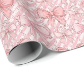 Pink Coquette Candy Cane Geschenkpapier (Rolleneckpunkt)