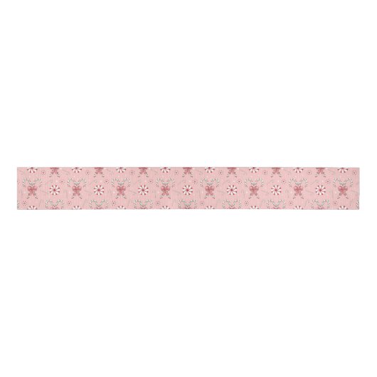 Pink Coquette Candy Cane Pattern Holiday Ripsband (Vorderseite)