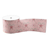 Pink Coquette Candy Cane Pattern Holiday Ripsband (Spule)