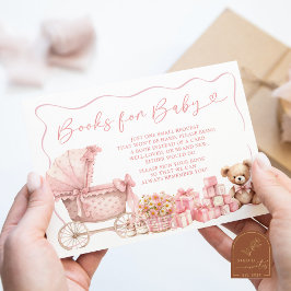 Pink Coquette Carriage Baby Shower Books for Baby Begleitkarte