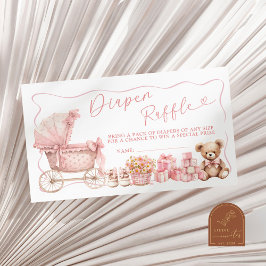 Pink Coquette Carriage Baby Shower Diaper Raffle E Begleitkarte