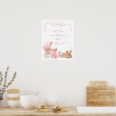 Pink Coquette Carriage Baby Shower Game Sign Poster (Küche)