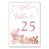 Pink Coquette Carriage Baby Shower Table Number Tischnummer (Vorderseite)