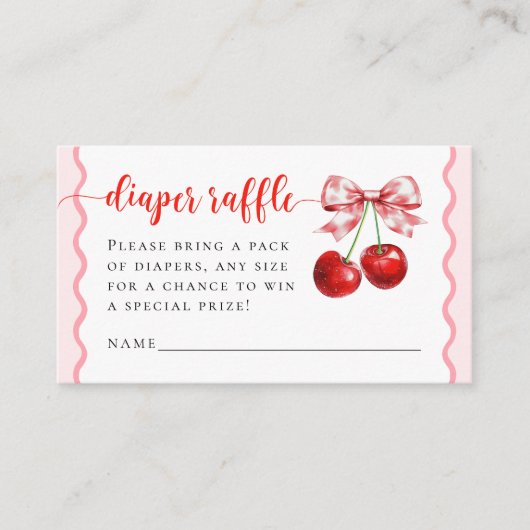 Pink Coquette Cherry Baby Dusche Windelwanne Begleitkarte (Vorderseite)