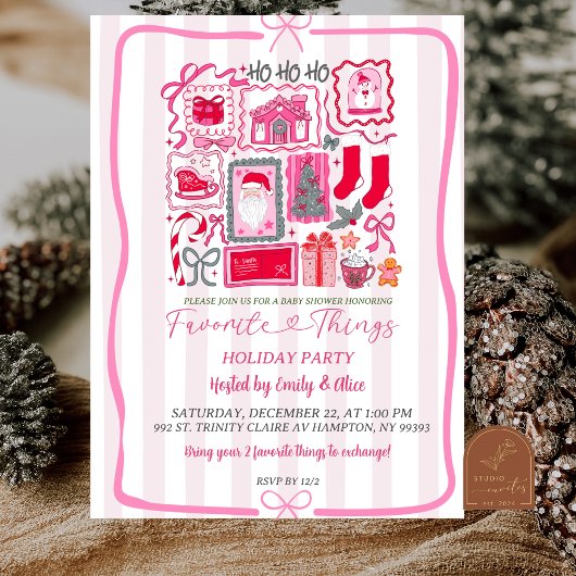 Pink Coquette Christmas Favorite Things Holiday Einladung