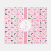 Pink Coquette Christmas Fleecedecke (Vorderseite (Horizontal))