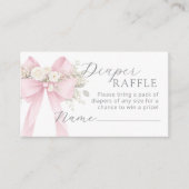 Pink Coquette Floral Bow Diaper raffle ticket Begleitkarte (Vorderseite)