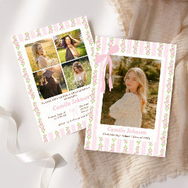 Pink Coquette Floral Graduation Invitation Einladung