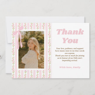 Pink Coquette Floral Graduation Thank You Card Dankeskarte