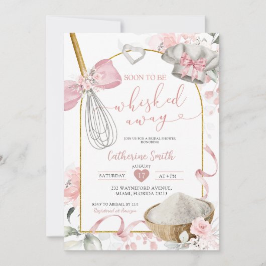 Pink Coquette flüstert Brautparty Einladung (Vorderseite)