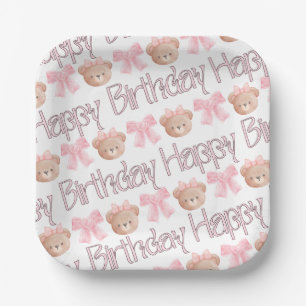 Pink Coquette Happy Birthday Pappteller