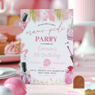 Pink Coquette Mani-Pedi Spa Make-up Geburtstagsfei Einladung