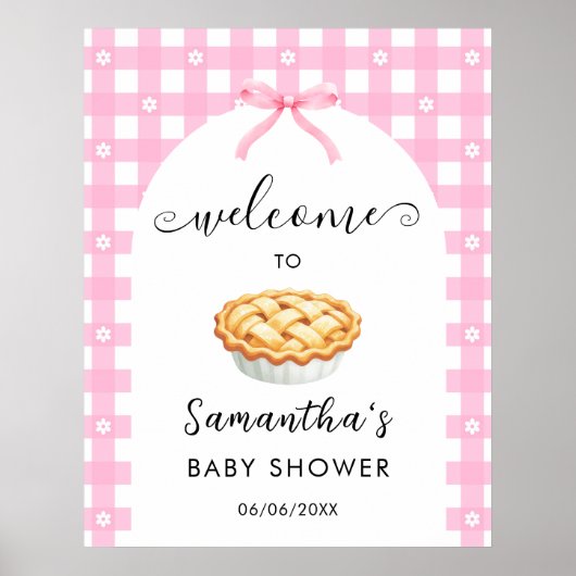 Pink Coquette Pie Baby Shower Welcome Poster (Vorne)