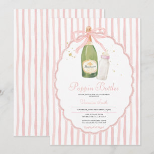 Pink Coquette Poppin Flaschen Paare Kinderdusche Einladung
