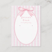 Pink Coquette Preppy Stripe Jewelry Display Visitenkarte (Vorderseite)
