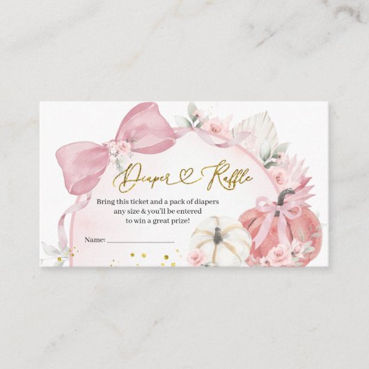 Pink Coquette Pumpkin Baby Dusche Windel Raffel Begleitkarte (Vorderseite)