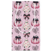 Pink Coquette Pumpkin Ghosts Halloween Muster Kleine Geschenktüte (Vorderseite)