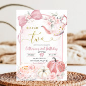 Pink Coquette Pumpkin Tea For Two Second Birthday Einladung