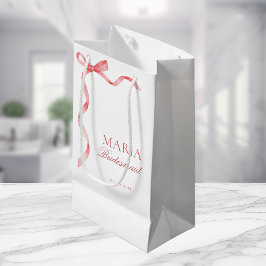 Pink Coquette Ribbon Bow Brautparty Bridesmaid Kleine Geschenktüte