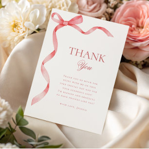 Pink Coquette Ribbon Bow Brautparty Vielen Dank Dankeskarte