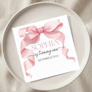 Pink Coquette Schleife Geburtstagsfeier Serviette