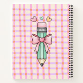 Pink Coquette School Pencil Spiral Sketch Notebook Notizblock (Rückseite)